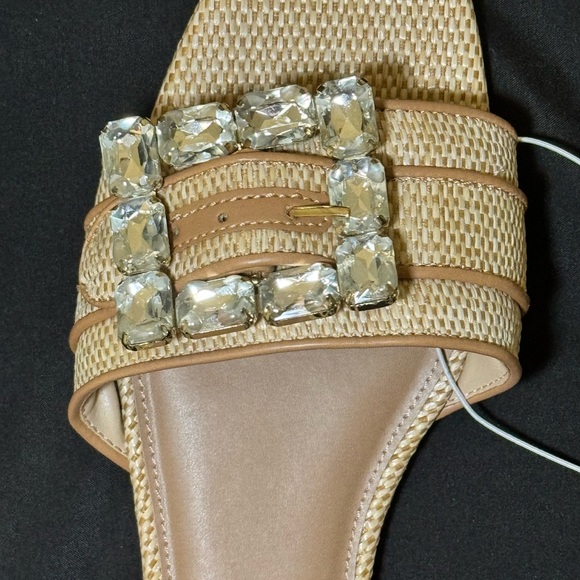 Embellished Tan Slide Sandals - Women's - Picture 5 of 9